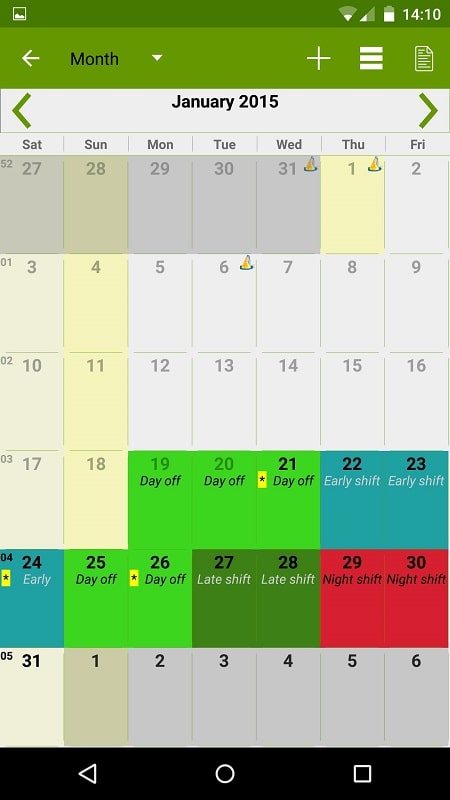 Shift Work Calendar Flexr Pro 2